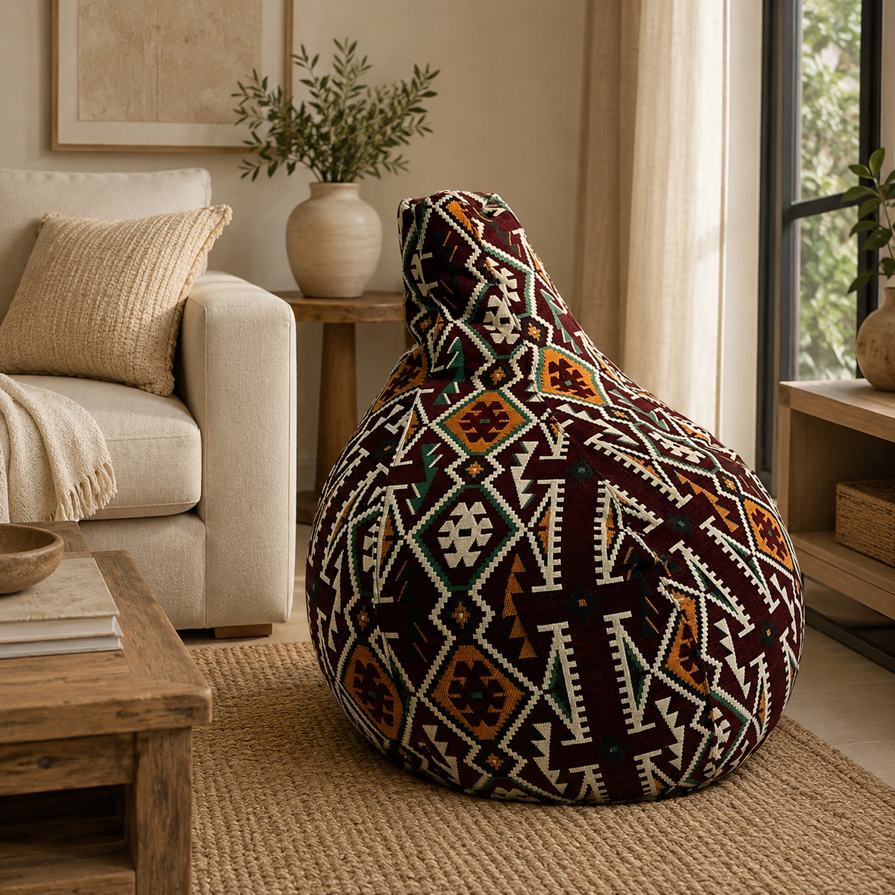Puff Kilim Capadocia Geométrico Grande - BOUTIQUEDELAINDIA