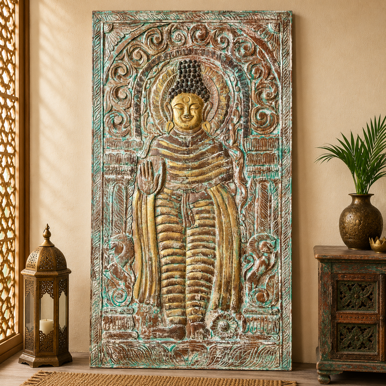 Panel Decorativo Buda Dorado Vintage