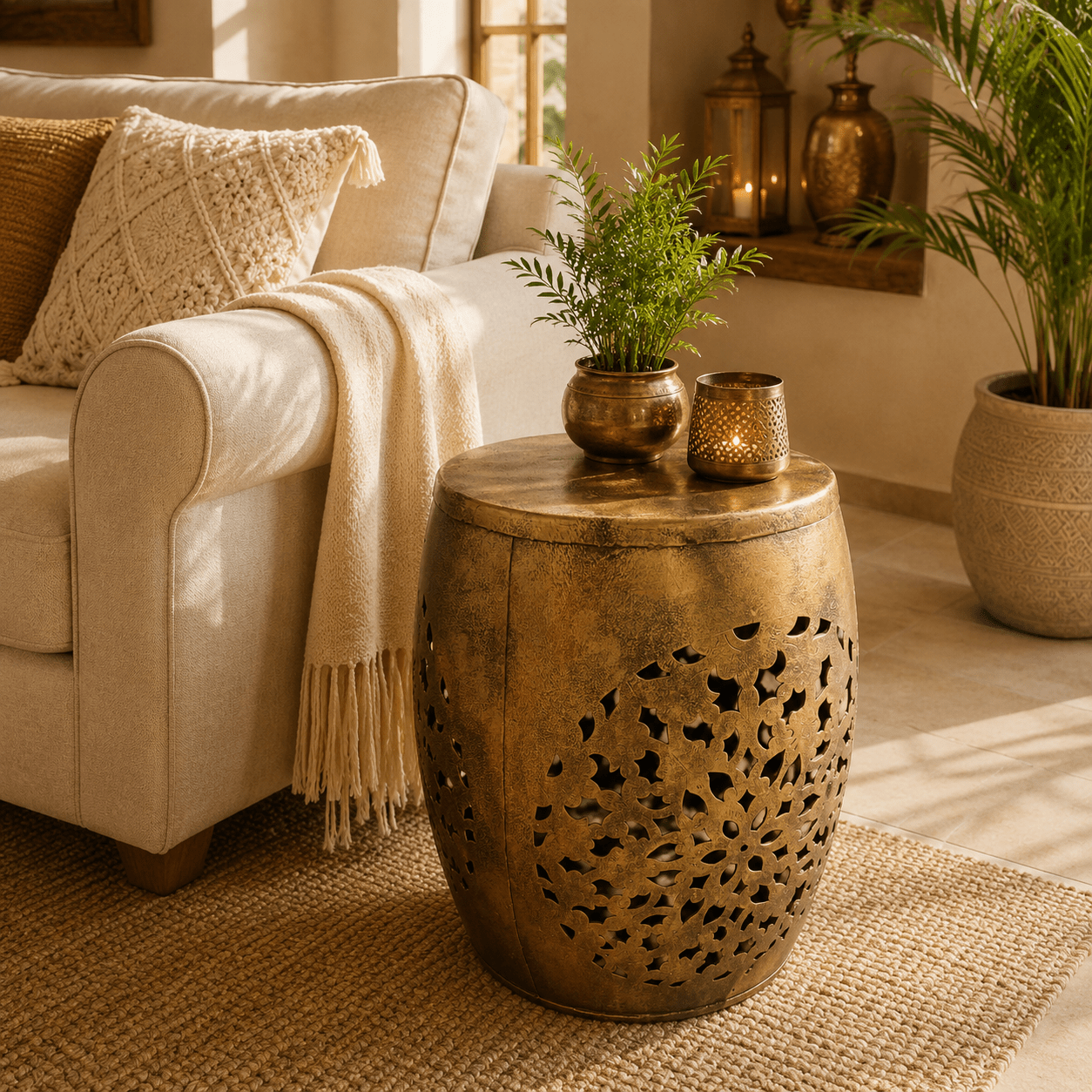 Mesa Auxiliar Barril Dorado - BOUTIQUEDELAINDIA