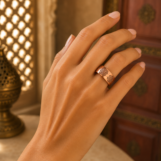 Anillo Yantra Geometría Sagrada de Cobre