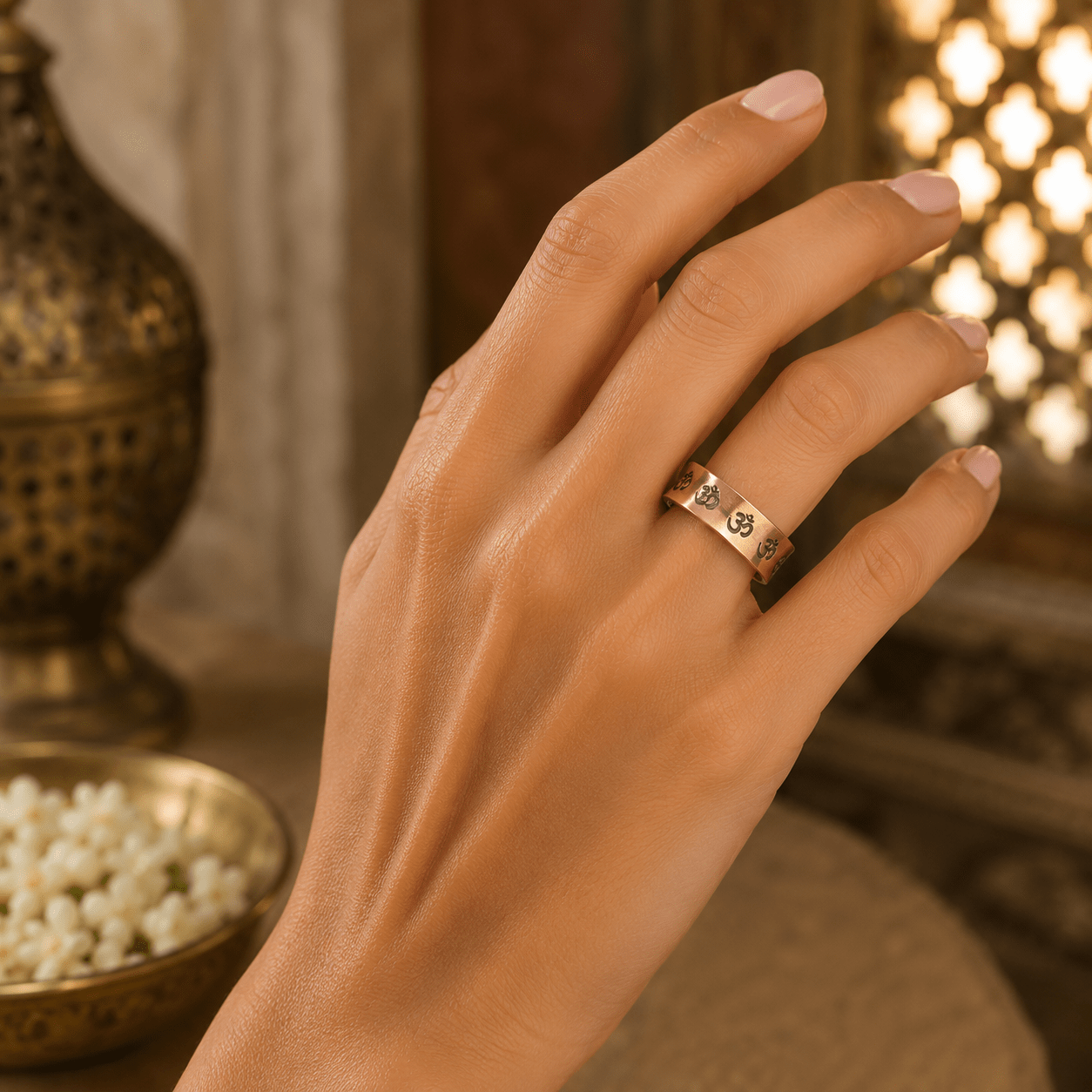 Anillo Omkara de la Vibración de Cobre - BOUTIQUEDELAINDIA