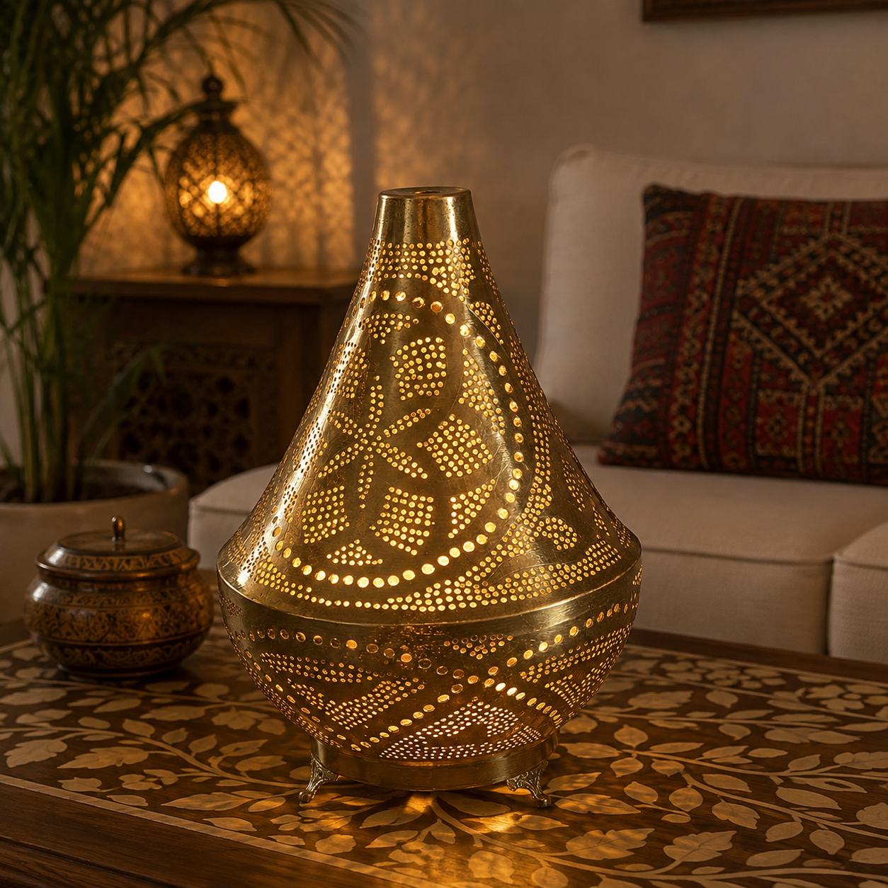 Lámpara Decorativa Noor Metal Calado - BOUTIQUEDELAINDIA