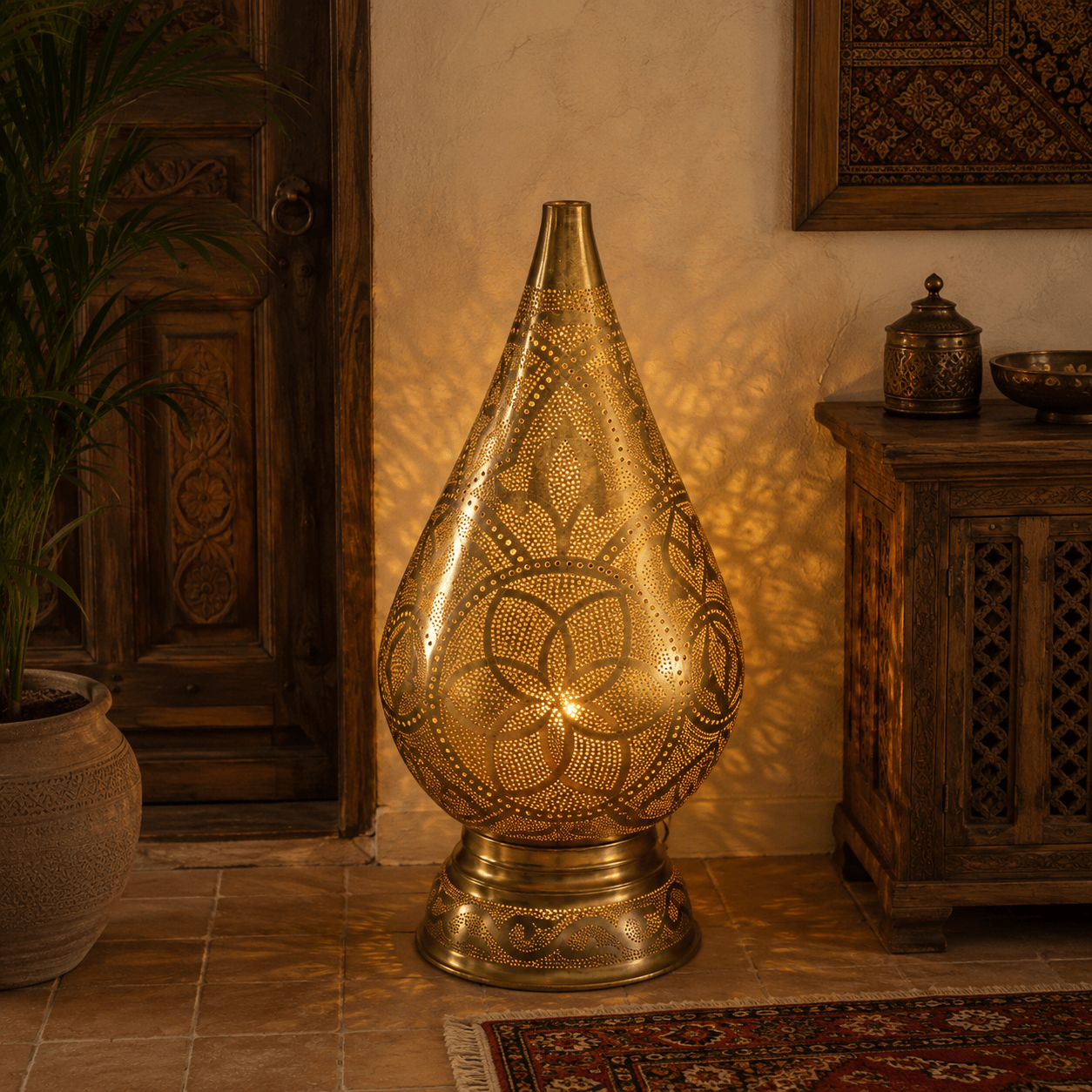 Lámpara Decorativa Prakash Metal Calado Grande - BOUTIQUEDELAINDIA