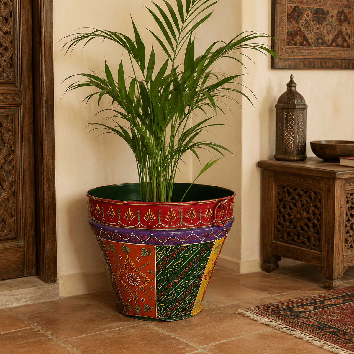 Matera Decorativa Rangoli Pintada Grande - BOUTIQUEDELAINDIA