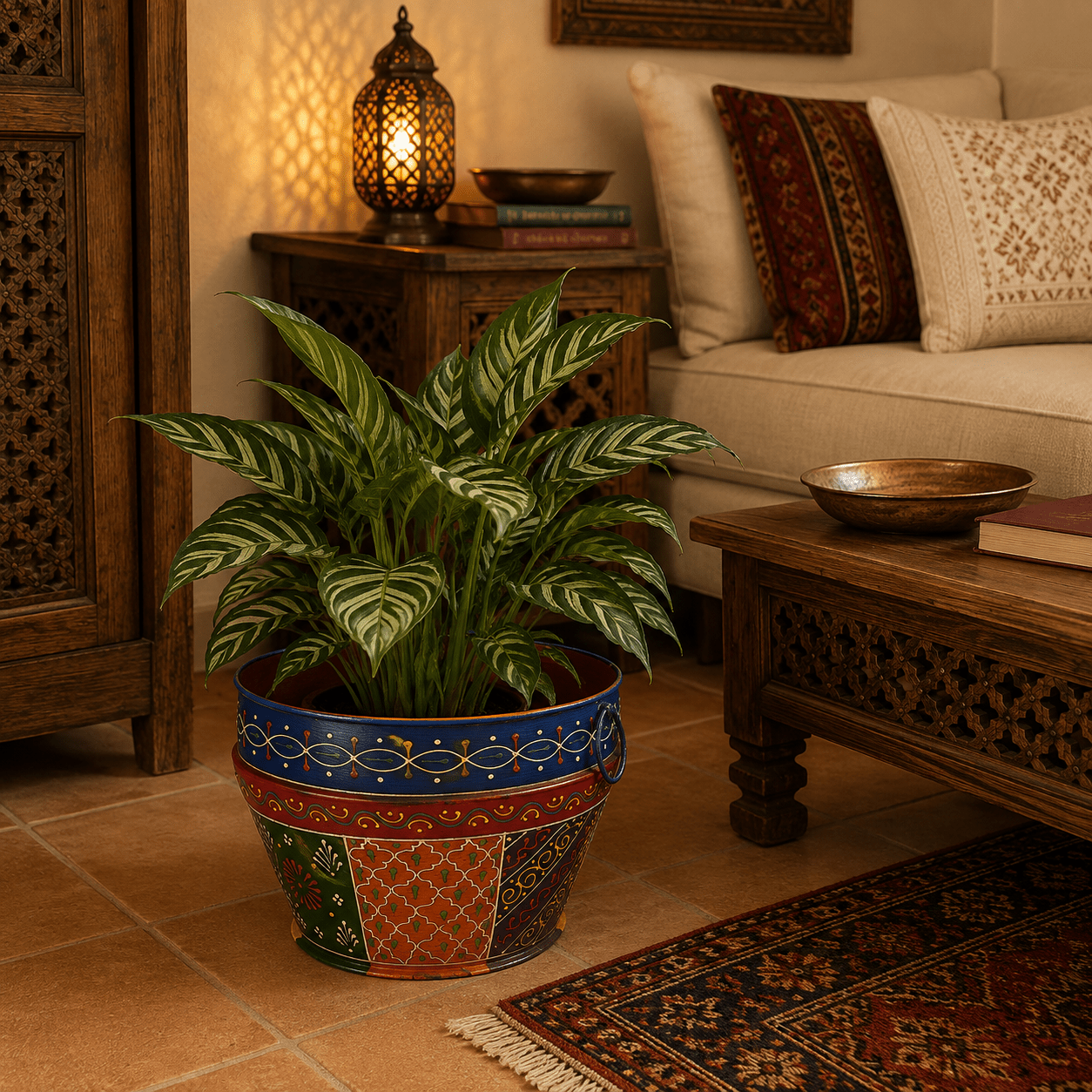 Matera Decorativa Rangoli Pintada Pequeña - BOUTIQUEDELAINDIA