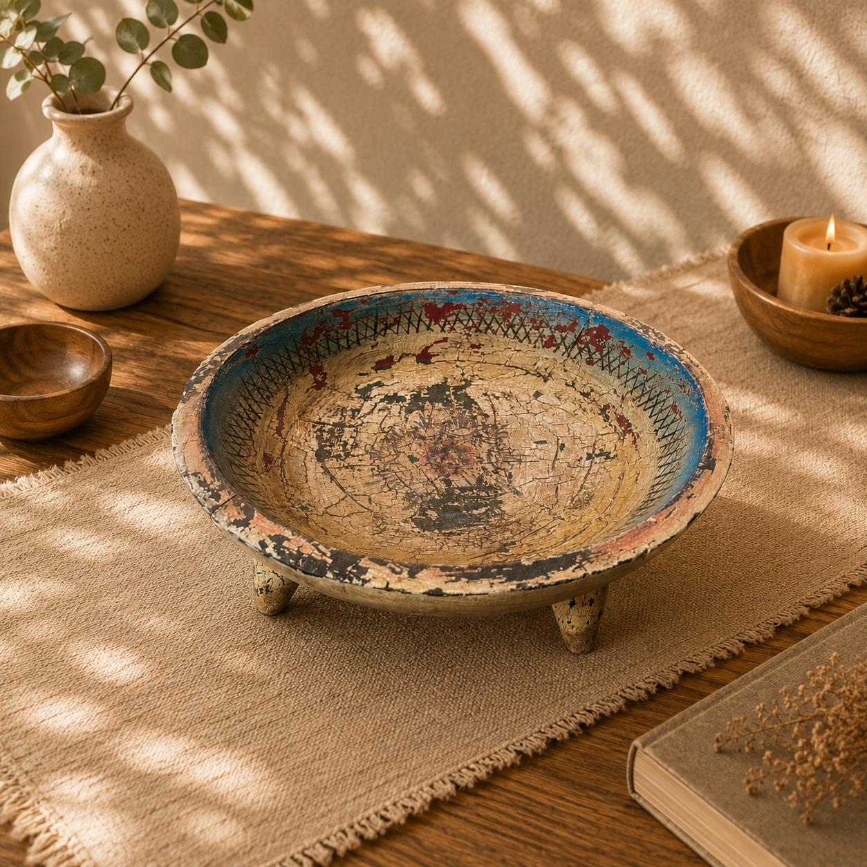 Bandeja Centro de Mesa Artesanal Padma Vintage - BOUTIQUEDELAINDIA
