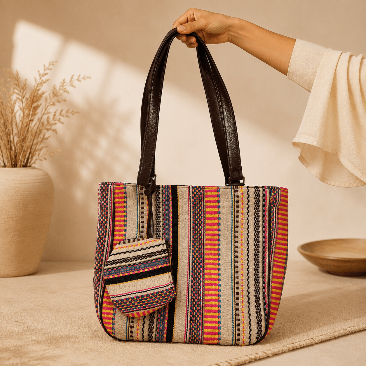 Bolso Artesanal Kashi Rojo Tierra - BOUTIQUEDELAINDIA