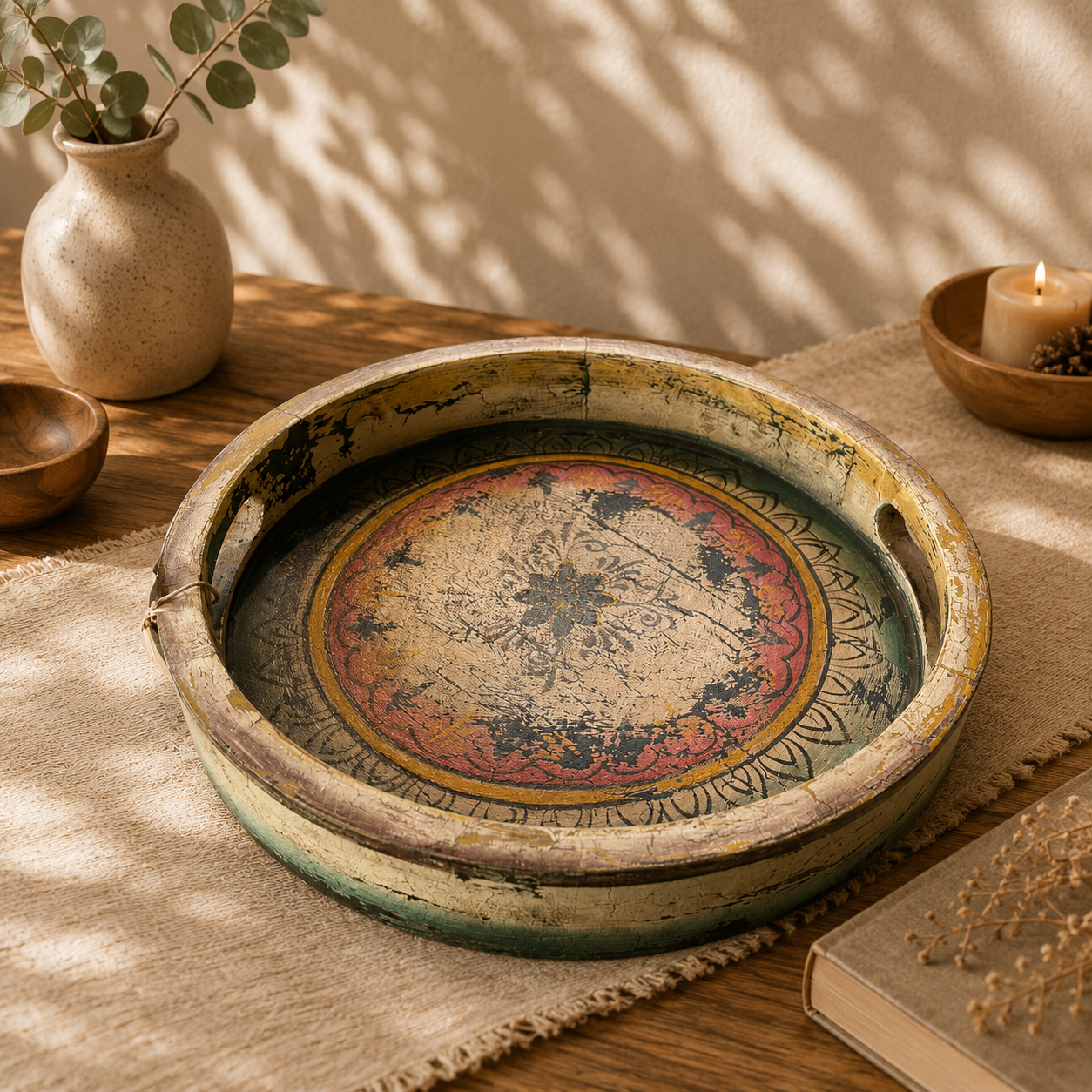 Bandeja Artesanal Mandala Veda Grande - BOUTIQUEDELAINDIAENCOLOMBIA