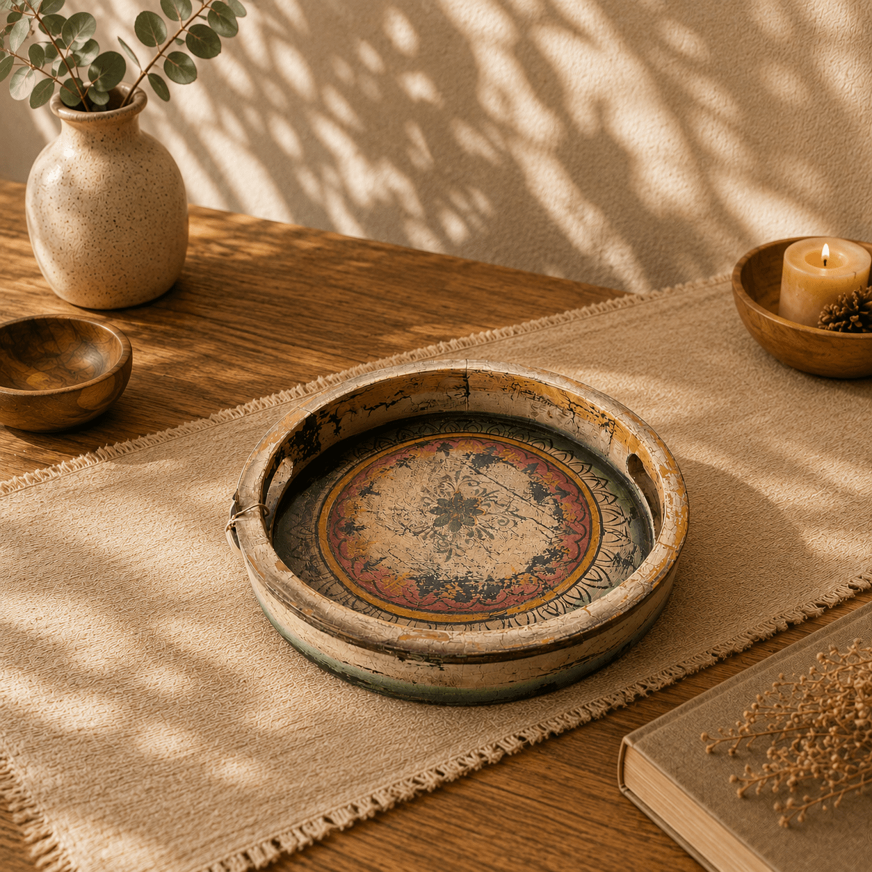 Bandeja Artesanal Mandala Veda Pequeña - BOUTIQUEDELAINDIA