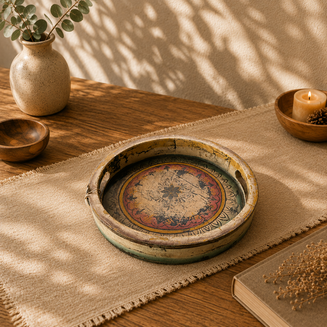 Bandeja Artesanal Mandala Veda Grande - BOUTIQUEDELAINDIAENCOLOMBIA