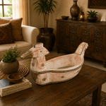 Figura Decorativa Artesanal Mayura Coral y Dorado - BOUTIQUEDELAINDIA
