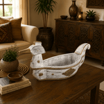 Figura Decorativa Artesanal Shveta Mayura Blanco - BOUTIQUEDELAINDIA