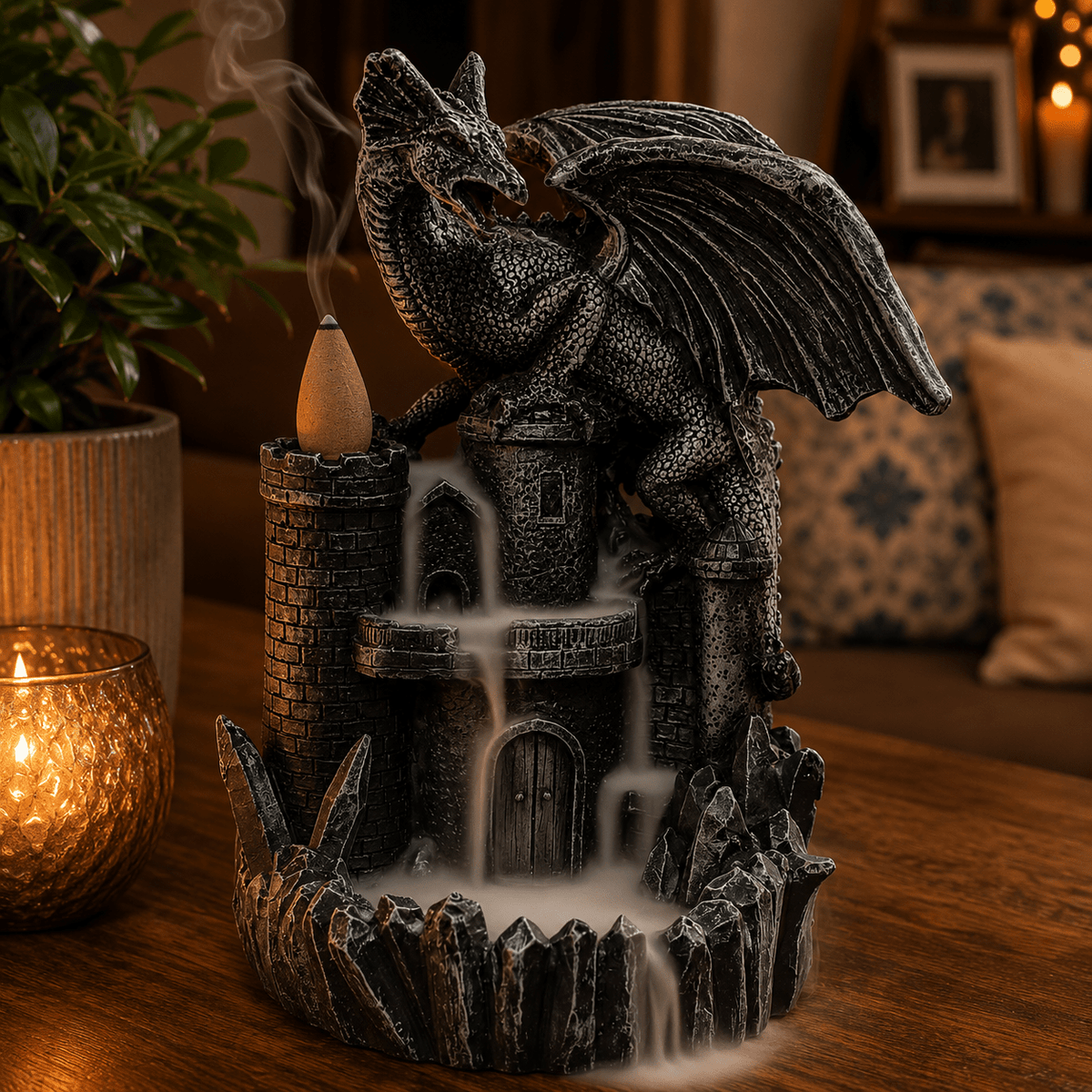 Porta Incienso Cascada Dragón Fortaleza Nocturna - BOUTIQUEDELAINDIA