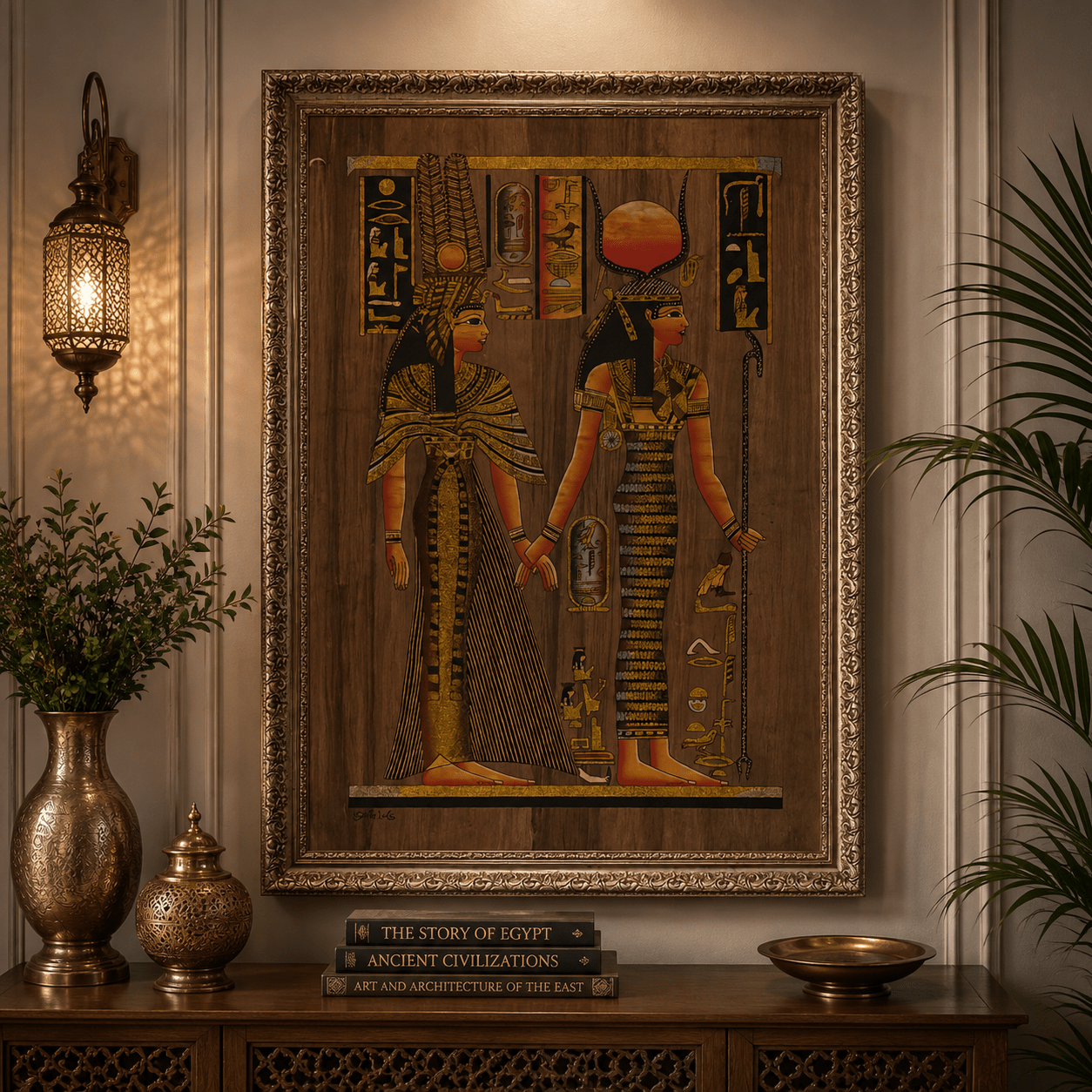 Cuadro Egipcio Isis y Hathor Grande - BOUTIQUEDELAINDIA