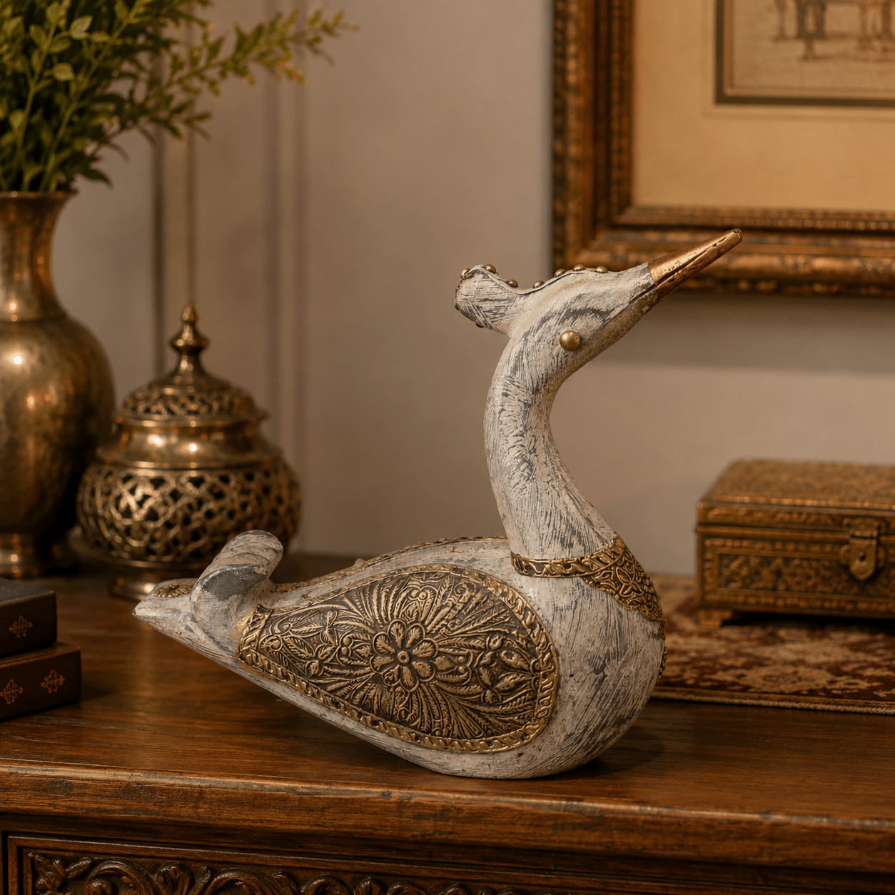Figura Decorativa Cisne Padma Blanco - BOUTIQUEDELAINDIA