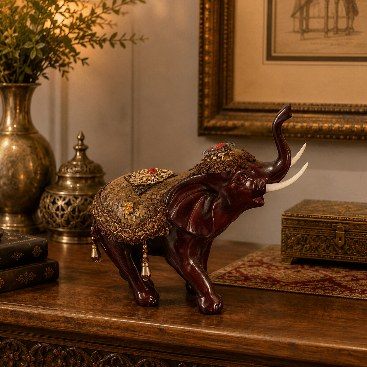 Elefante Decorativo Shakti Imperial Rojo Grande - BOUTIQUEDELAINDIA