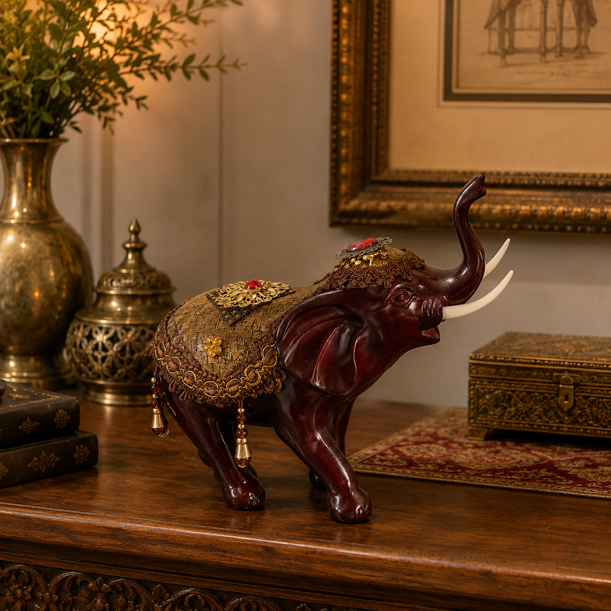 Elefante Decorativo Shakti Imperial Rojo - BOUTIQUEDELAINDIAENCOLOMBIA