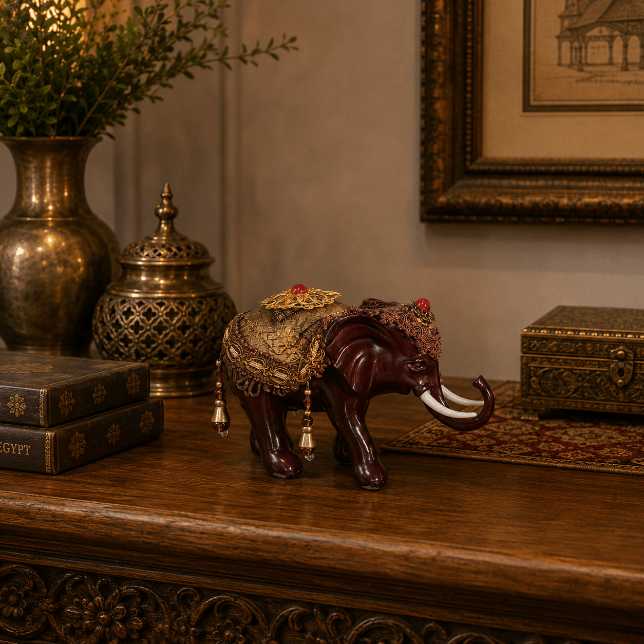 Elefante Decorativo Shakti Imperial Rojo Pequeño - BOUTIQUEDELAINDIA