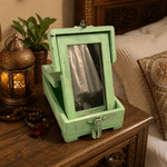 Joyero Artesanal Prakriti Verde con Espejo Plegable - BOUTIQUEDELAINDIA