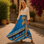 Falda Mágica Larga Kamala Azul Doble Faz - BOUTIQUEDELAINDIA