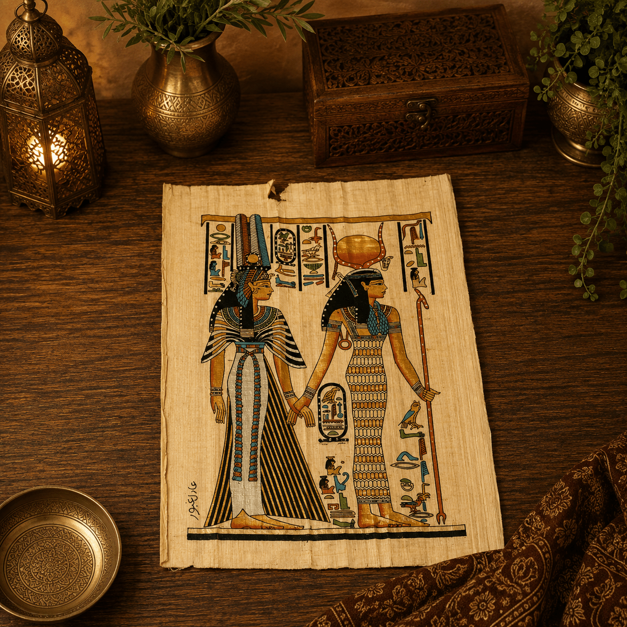 Papiro Egipcio Diosas Isis y Hathor - BOUTIQUEDELAINDIA