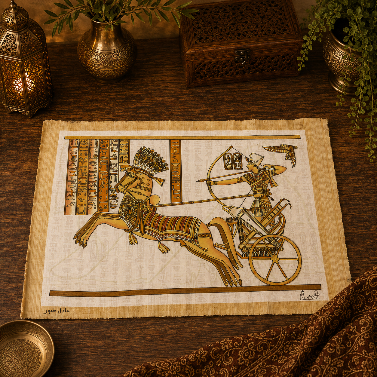 Papiro egipcio, jeroglíficos, arte egipcio, decoración egipcia - BOUTIQUEDELAINDIA