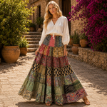 Falda hindú, falda seda, falda patchwork, falda oriental - BOUTIQUEDELAINDIA