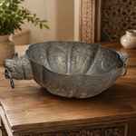 Cuenco Oriental de Metal con Asas de Leones Grabados - BOUTIQUEDELAINDIA