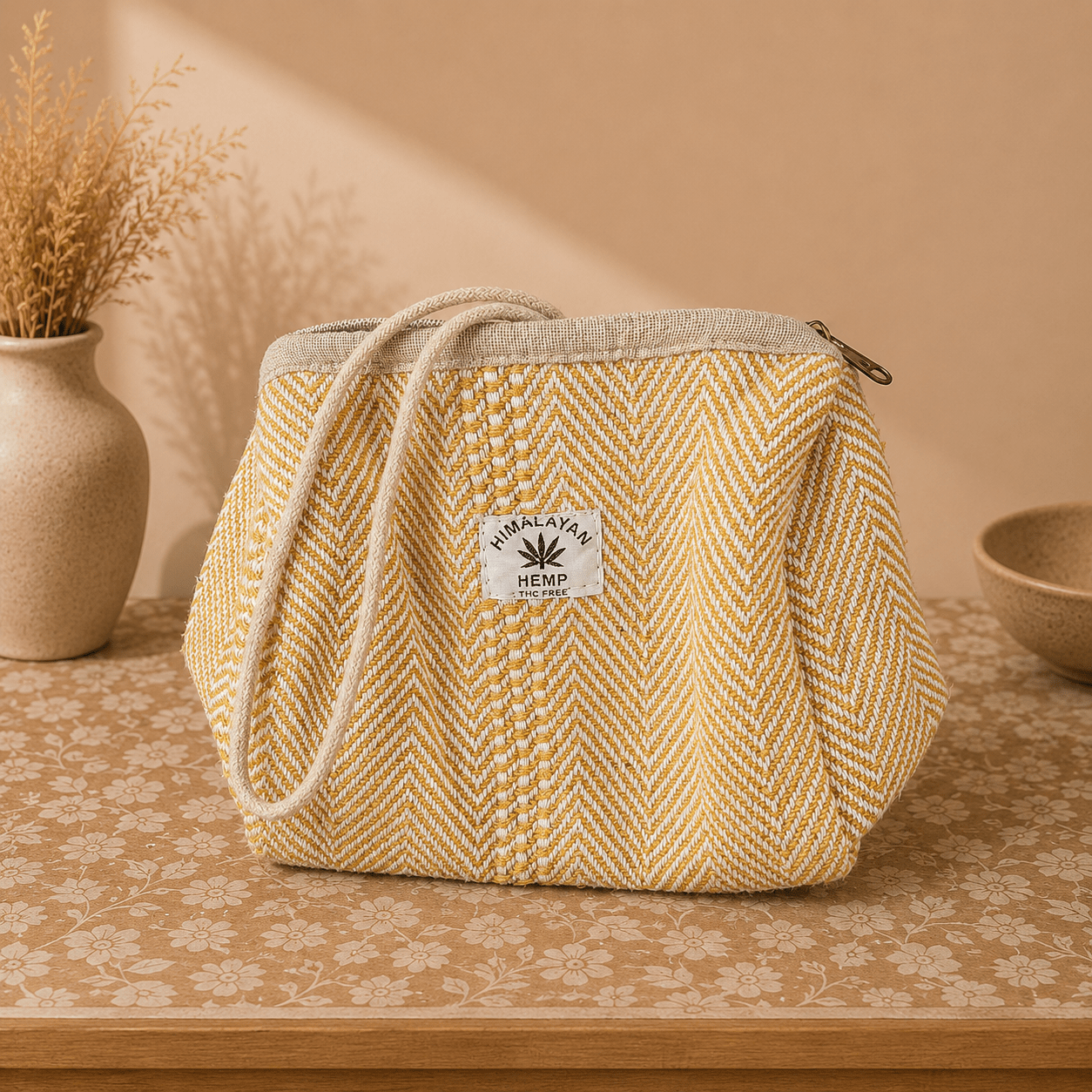 Bolso Cosmetiquero Himalaya de Hemp Amarillo - BOUTIQUEDELAINDIA