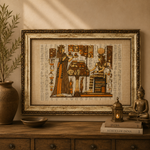 cuadro Nefertiti, papiro egipcio, decoración egipcia, cuadro ceremonia egipcia, arte egipcio, reina Nefertiti,