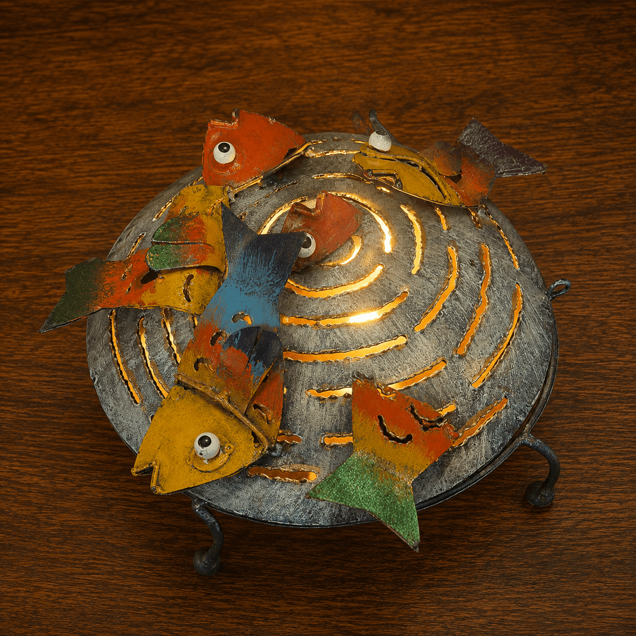 Porta vela Caja Decorativa con Peces de Metal - BOUTIQUEDELAINDIA