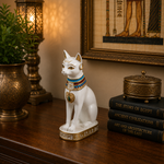Figura Egipcia Bastet Blanca de Armonía y Luz - BOUTIQUEDELAINDIA