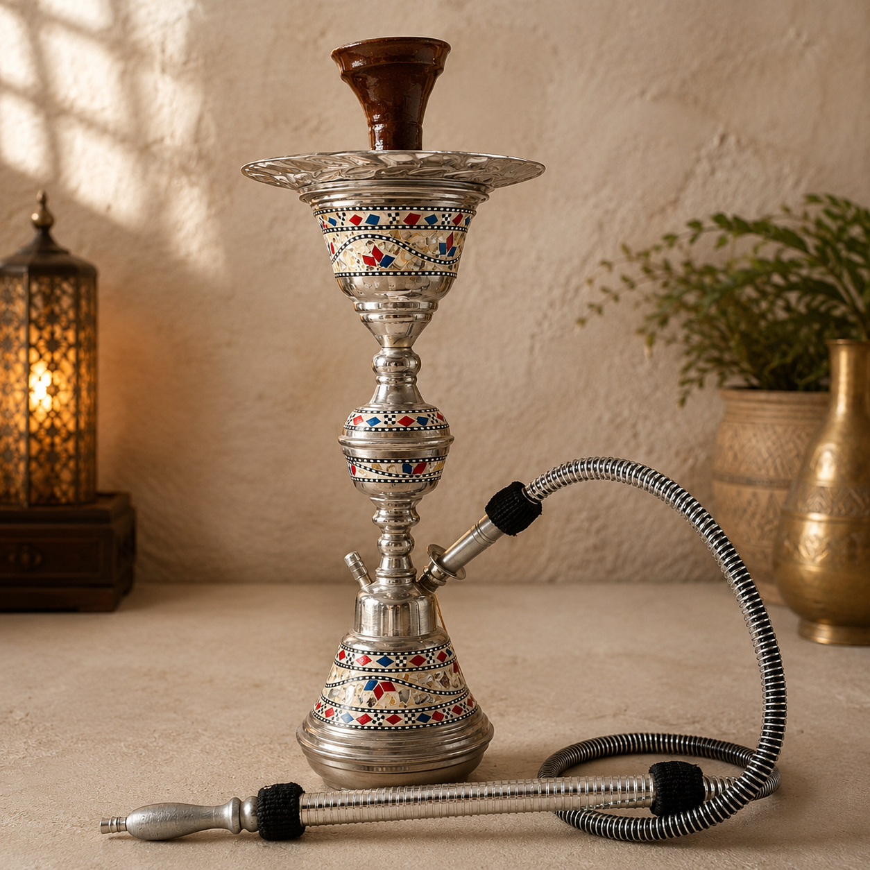 Narguile Oriental con Incrustaciones Decorativas - BOUTIQUEDELAINDIA