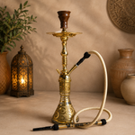 Narguile Dorado con Base de Vidrio Ornamentada - BOUTIQUEDELAINDIA