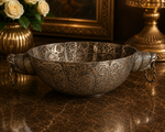 Cuenco Oriental de Metal con Asas de Leones Toques Dorados - BOUTIQUEDELAINDIA