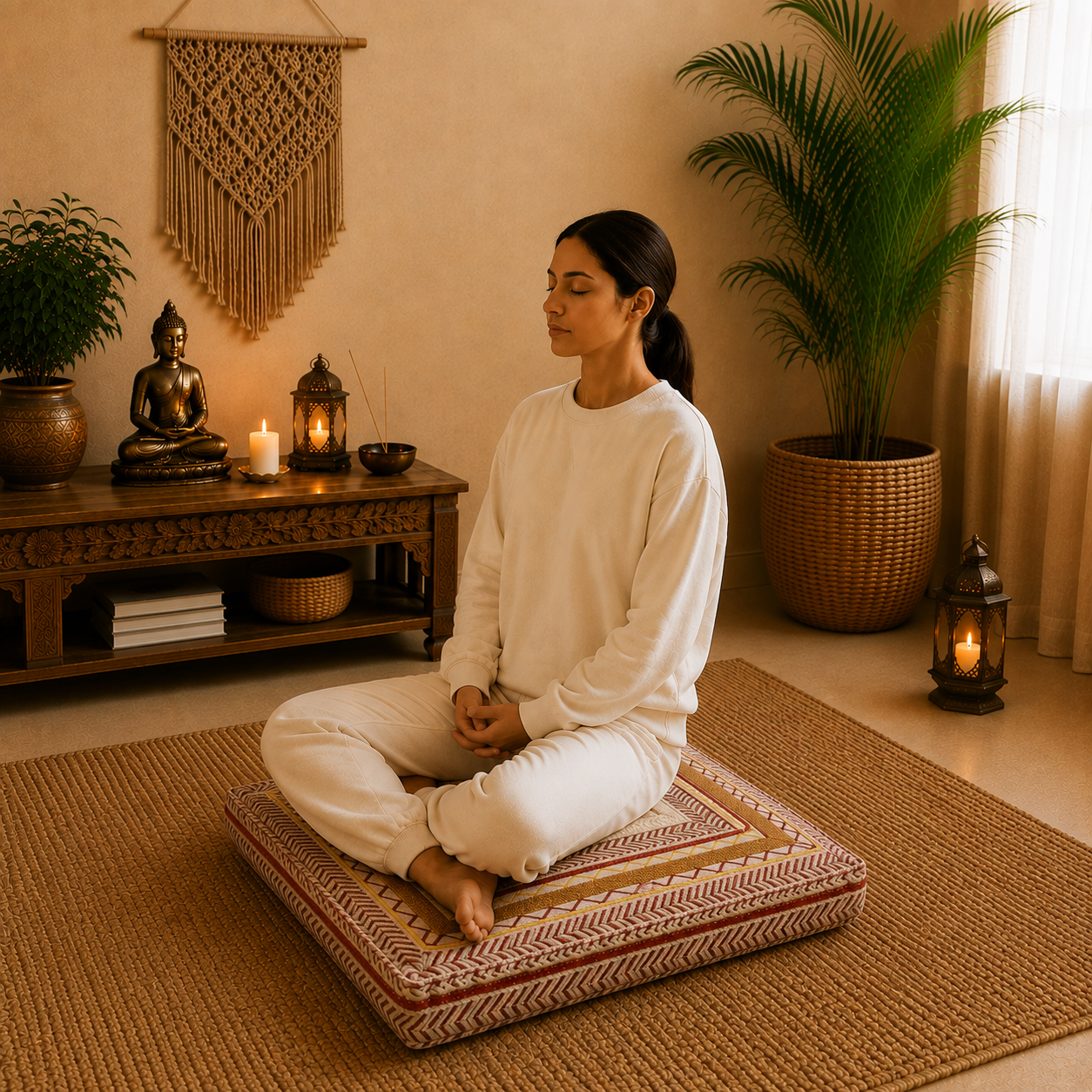 Cojín de Piso Oriental - Cojin bordado - Meditación - BOUTIQUEDELAINDIA