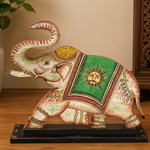 Figura Decorativa Elefante Grande de Madera Pintado a Mano - BOUTIQUEDELAINDIA