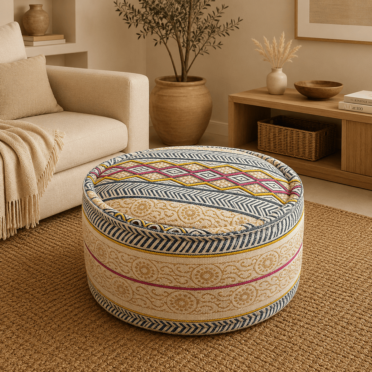 Puff Oriental Bordado Priya - BOUTIQUEDELAINDIA