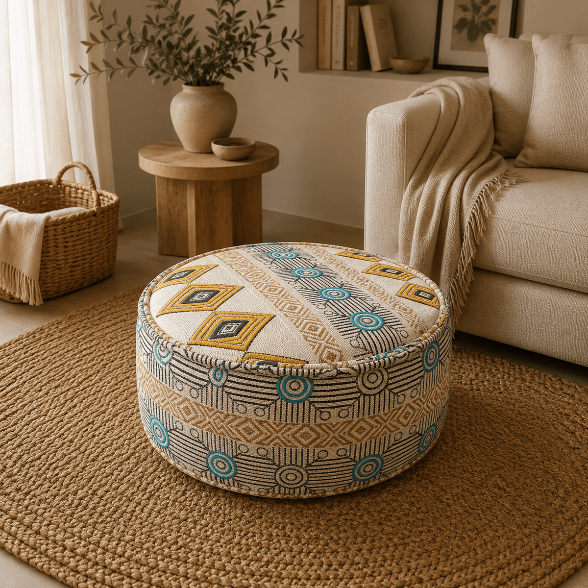 Puff Oriental Bordado Naira - BOUTIQUEDELAINDIA