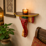 Repisa decorativa, madera, elefante artesanal, velas, figuras y decoración, oriental y étnica, cuadro hindú, Boutique de la India