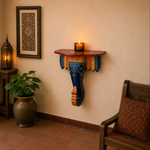Repisa decorativa, madera, elefante artesanal, velas, figuras y decoración, oriental y étnica, cuadro hindú, Boutique de la India