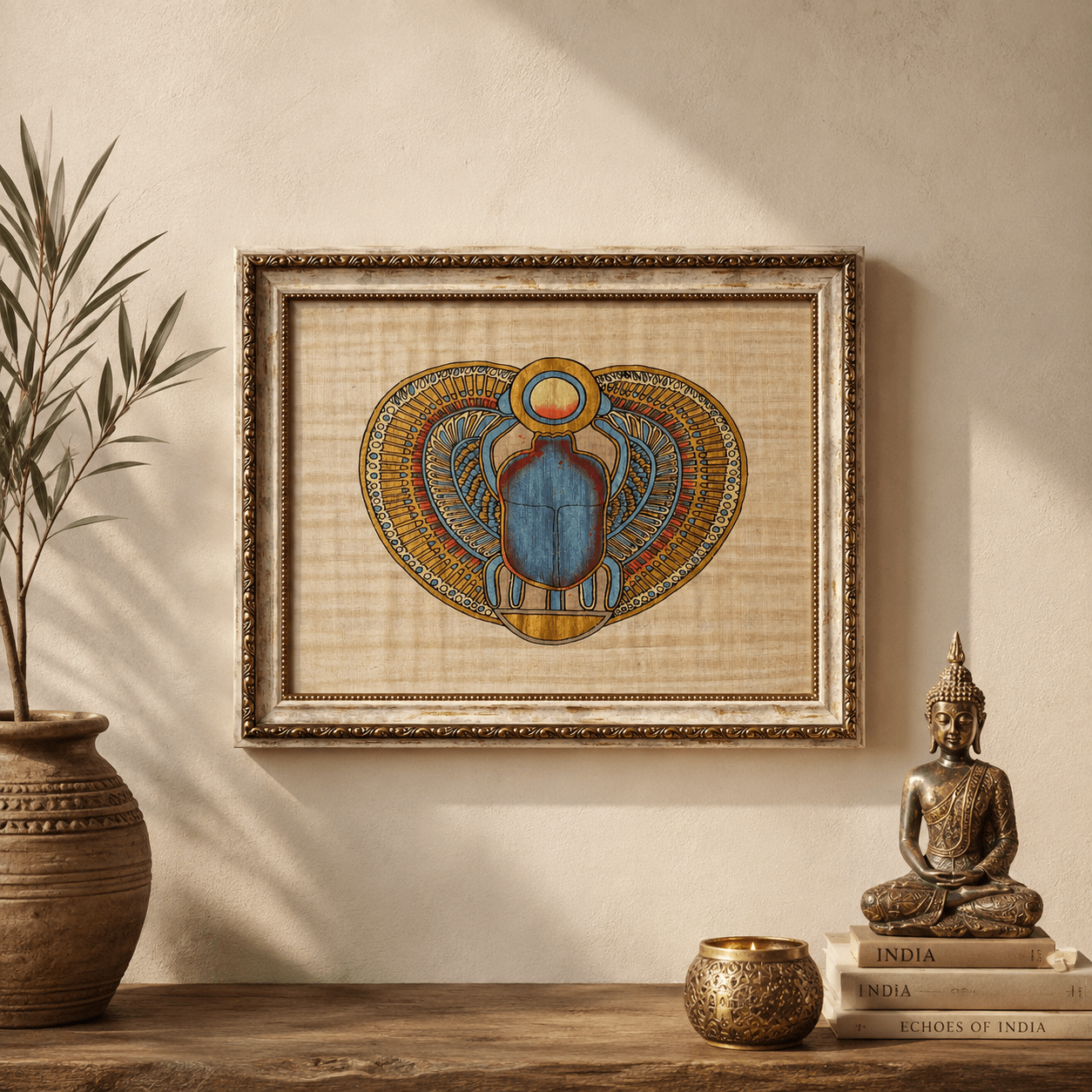 Cuadro Egipcio Escarabajo Alado de Khepri - BOUTIQUEDELAINDIA