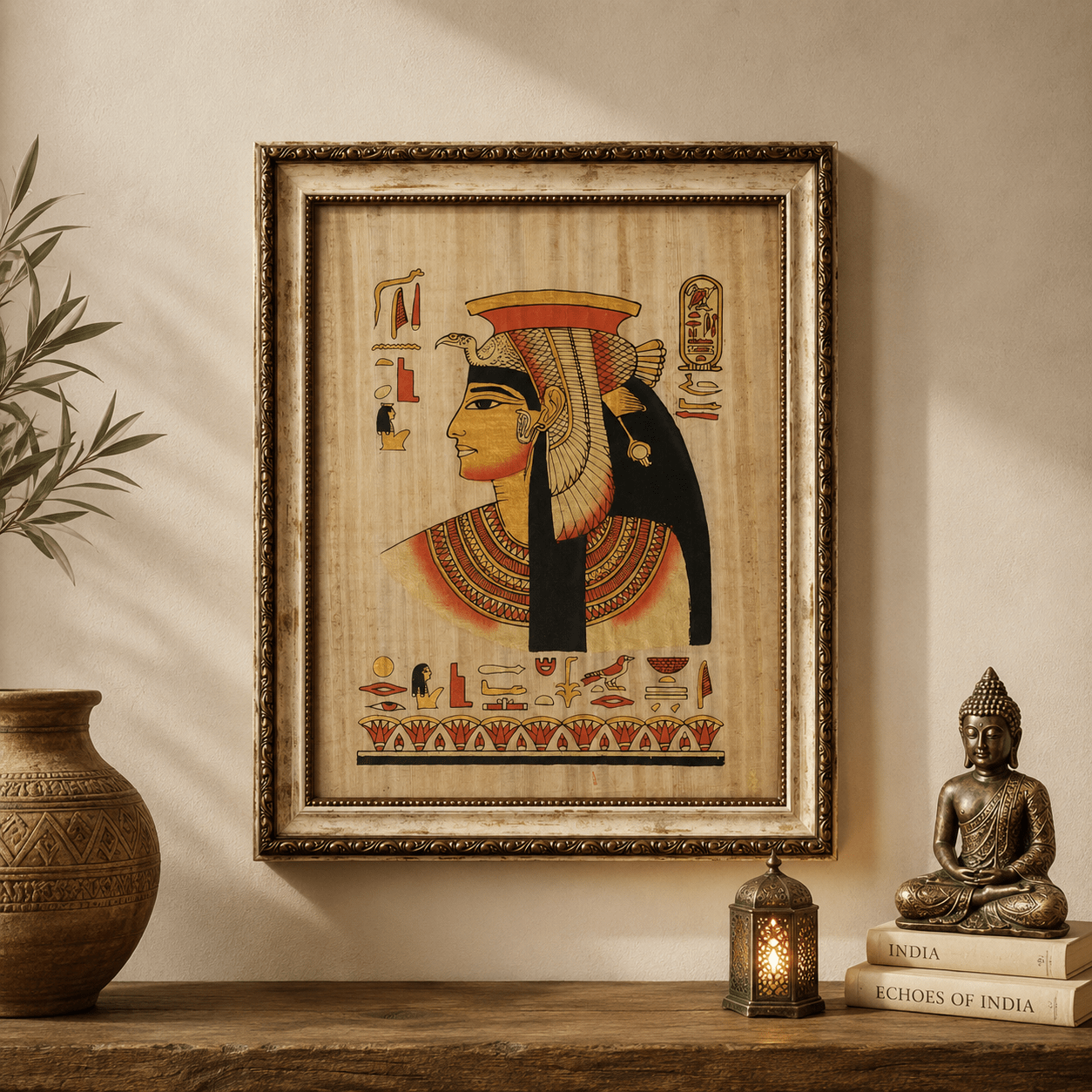 Cuadro Egipcio Reina Nefertari Meritmut - BOUTIQUEDELAINDIA