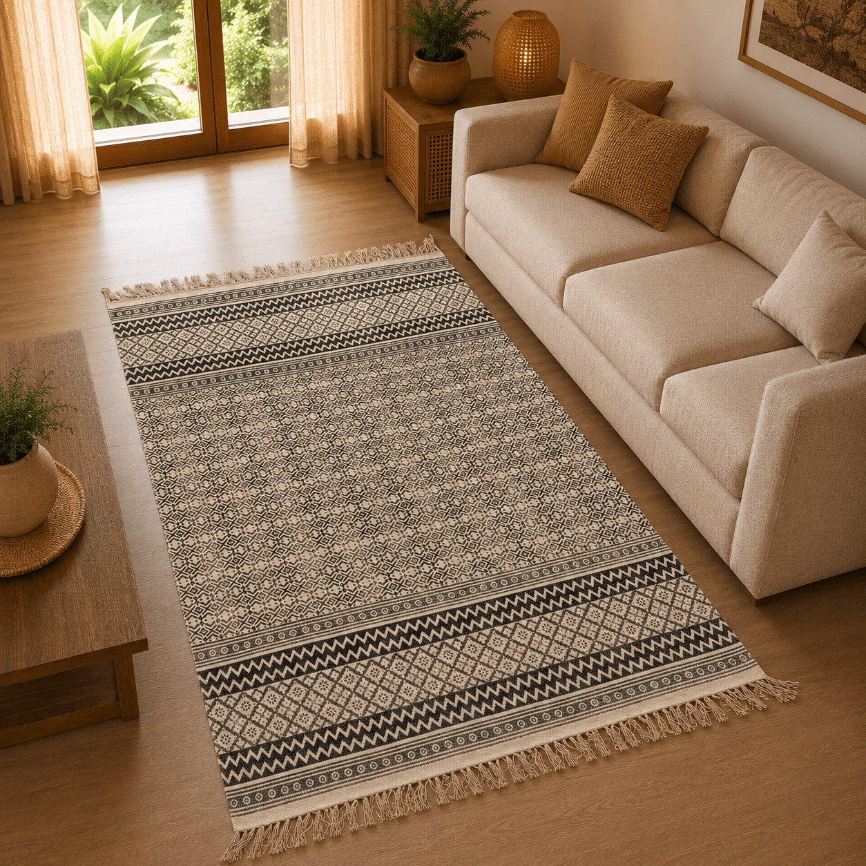 Tapete Artesanal Rudra Ébano Heritage - BOUTIQUEDELAINDIA