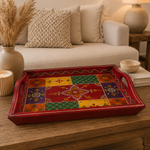 Bandeja artesanal, bandeja de madera, bandeja decorativa, Boutique de la India Colombia