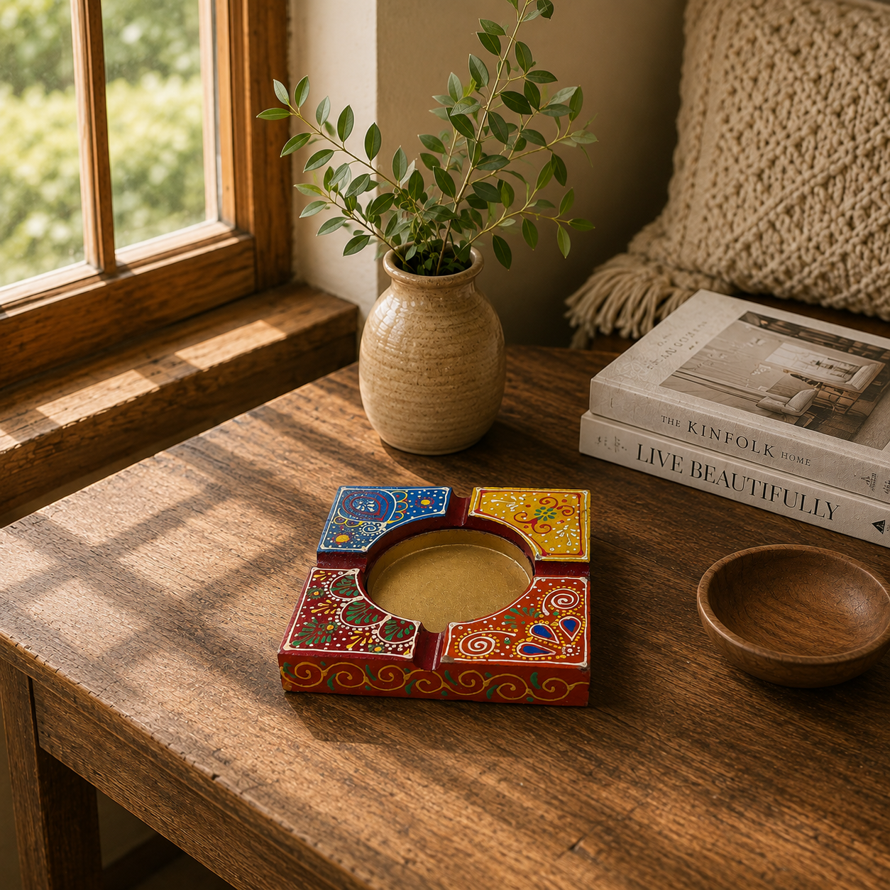 Cenicero Artesanal Jaipur en Madera - BOUTIQUEDELAINDIAENCOLOMBIA