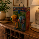 Portavino Artesanal Doble Loro Rajasthan - BOUTIQUEDELAINDIAENCOLOMBIA