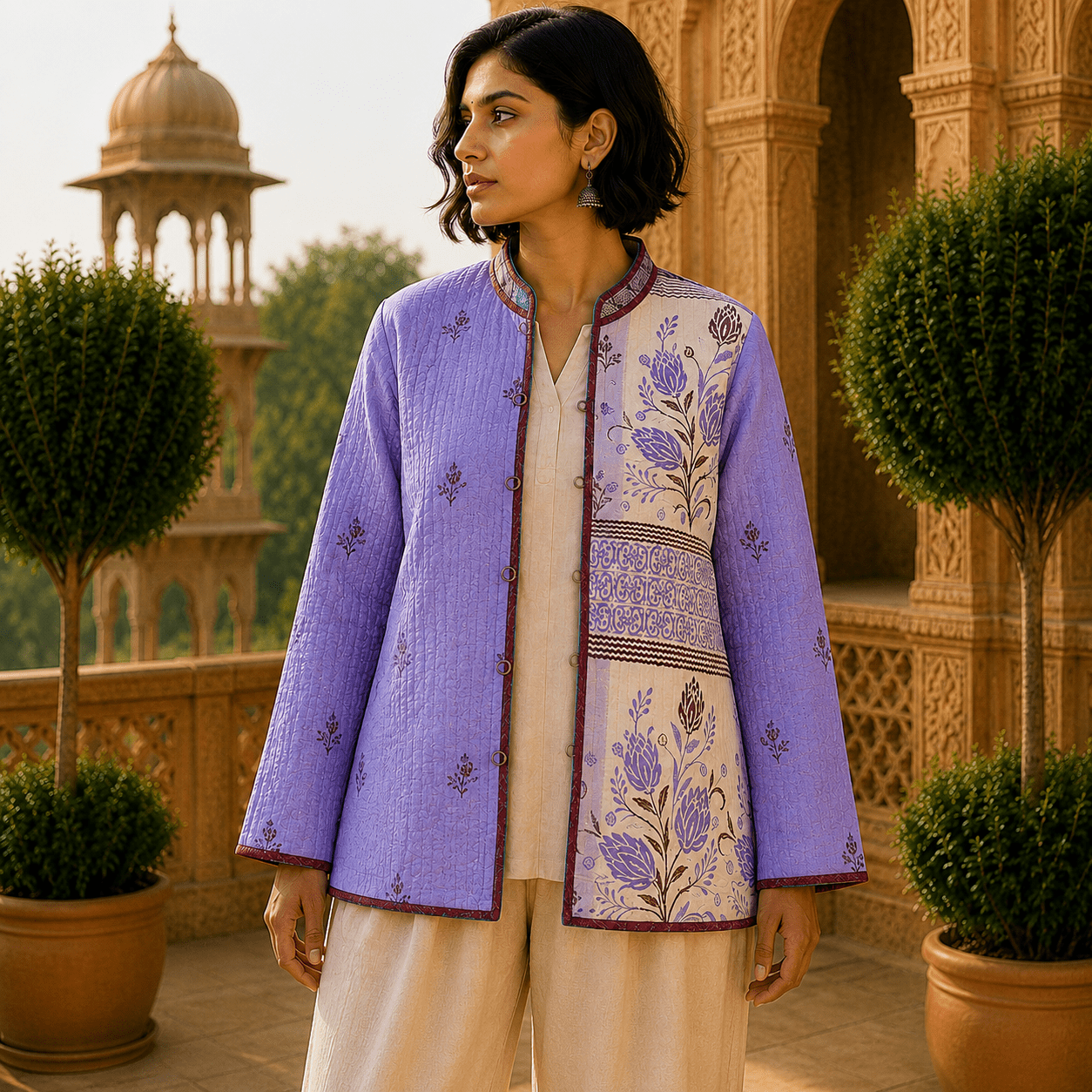Chaqueta Doble Faz de Seda Amritsar Lavender - BOUTIQUEDELAINDIA