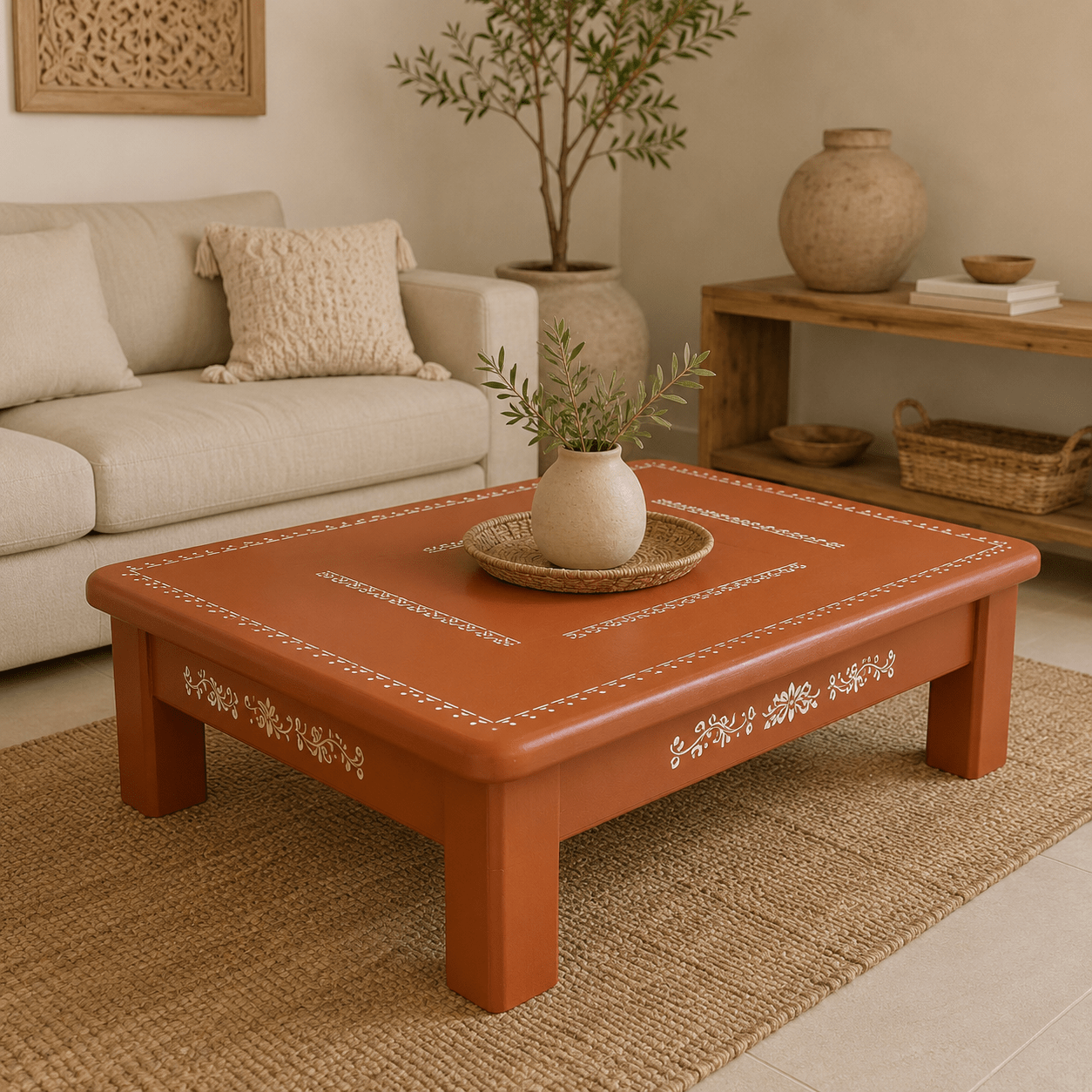 Mesa de Centro Artesanal Konya Terracota - BOUTIQUEDELAINDIA