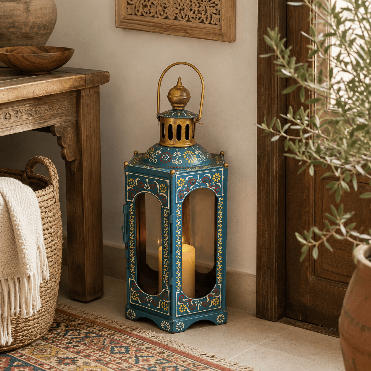 Farol Decorativo Jodhpur Azul - BOUTIQUEDELAINDIA